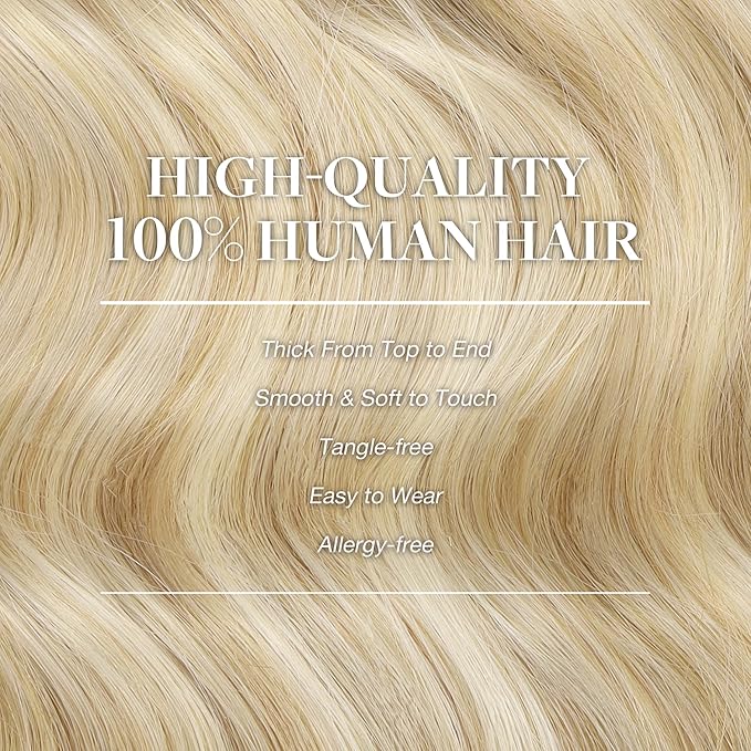 GOO GOO Clip in Hair Extensions Real Human Hair, Remy Human Hair Extensions Clip ins for Women, Natural Human Hair, 18inch 150g 9Pcs, 18A/613A Dark Blonde Highlighted Bleach Blonde