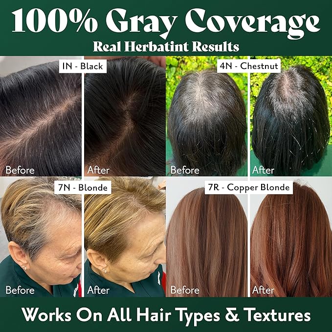 Herbatint Permanent Hair Dye - 1N Black - For Up To 100% Gray Coverage of Resistant Gray Hair - Ammonia-Free, Alcohol-Free & Vegan - Salon Influenced Hair color 5.75 fl oz (4 Pack)
