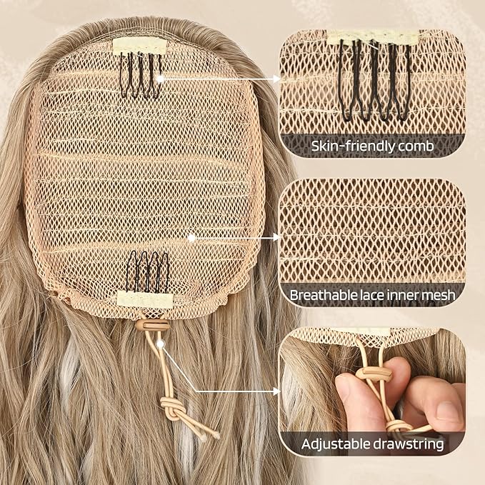FLUFYMOOZ Ponytail Extension, 26 Inch Drawstring Ponytail Hair Extensions for Women，Long Curly Wavy Ponytail Natural Wavy Synthetic Hairpiece for Women Daily Use party (26 Inch Medium Chocolate Brown)