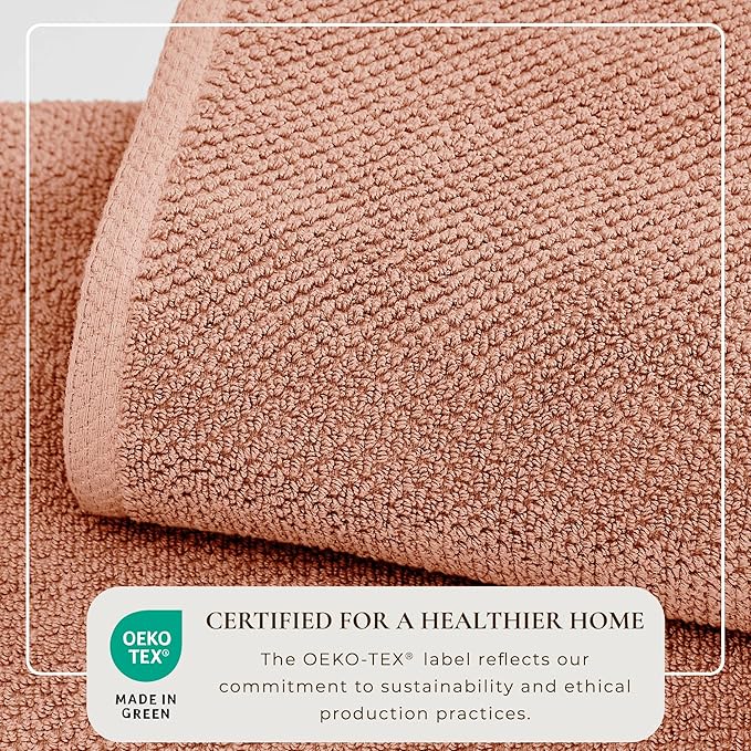 Great Bay Home Pink Hand Towel Set – 100% Cotton 6-Pack 26"x16", Absorbent & Quick-Drying, Soft & Durable