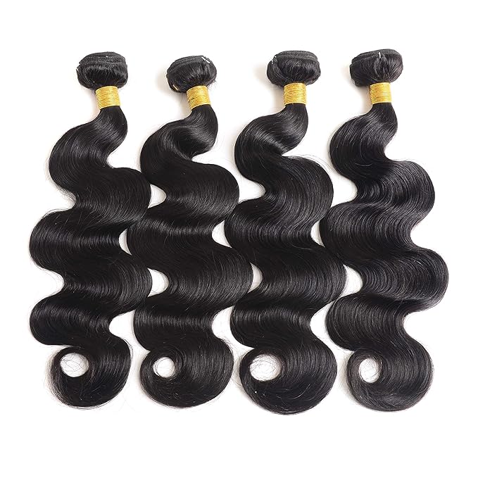 Human Hair Bundles 18 20 22 24 Inch Body Wave Bundles Human Hair 100% Unprocessed Brazilian Virgin Hair Bundles 4 Bundles Human Hair Natural Black Human Hair Extensions Bundles for Women