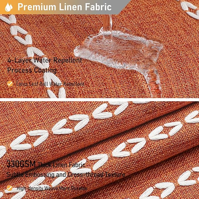 BTTN Boho Farmhouse Shower Curtain - Linen Rustic Heavy Duty Striped Fabric Shower Curtain Set with Tassel, Bohemian Vintage Country Cloth Shower Curtains for Bathroom，Orange，72"W x 84"L (Pack of 1)