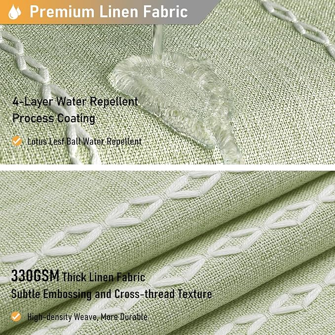 BTTN Boho Farmhouse Shower Curtain - Linen Rustic Heavy Duty Striped Fabric Shower Curtain Set, Bohemian Vintage Country Cloth Shower Curtains for Bathroom, Sage Green, 54" W x 78" L (Pack of 1)