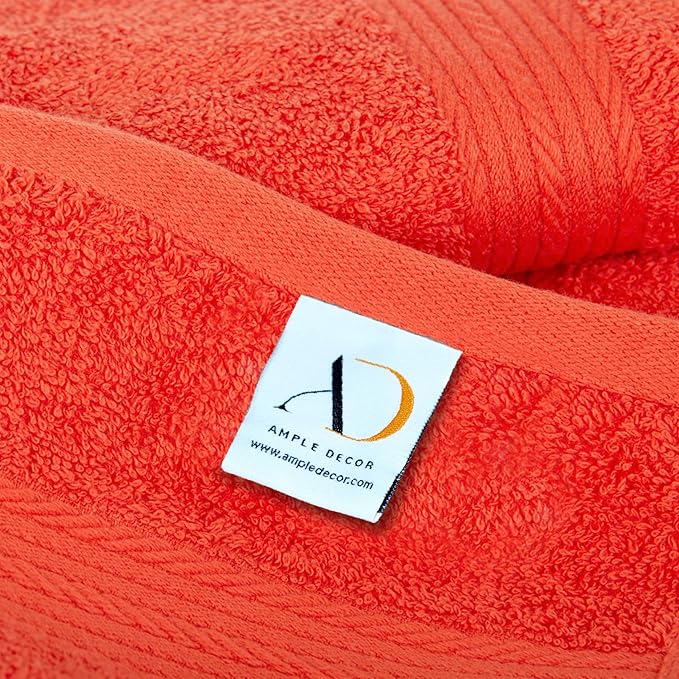 Ample Decor Washcloths Pack of 5 12 X 12 Inch, 600 GSM 100% Cotton Soft Absorbent, Premium Quality Durable Machine Washable, Ideal for Bathroom, Pool, Hotel, Spa – Orange