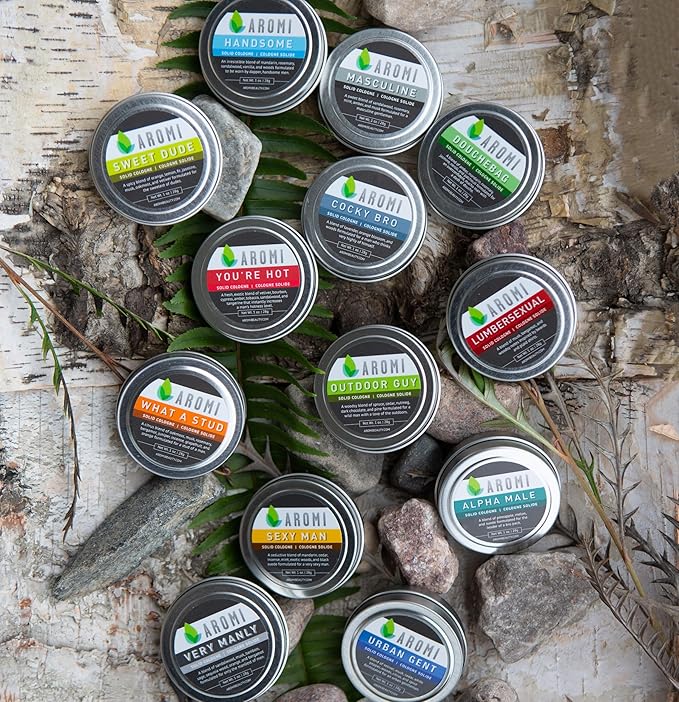 Aromi Solid Cologne | Fresh, Light Scent for Men, Oakmoss, Musk, Rosemary Fragrance,Father's Day Gift, Travel, Alcohol-free, Vegan (What a Stud)
