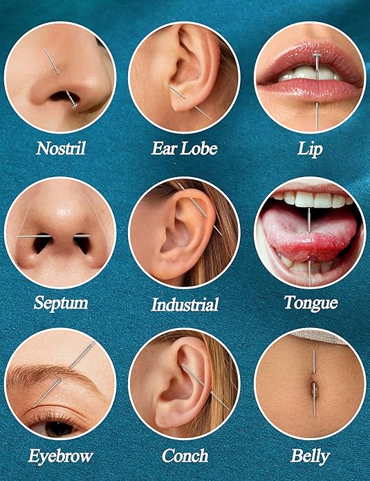LOLIAS 14G 16G 18G 20G Piercing Taper Ball Grabber Tool for Changing Jewelry - 316L Stainless Steel Flat Back Earrings Piercing Threader Assistant Applicator Tool Threadless Insertion Pin Thread Body Piercing Stretching Kit for Ear Nose Lip Tongue