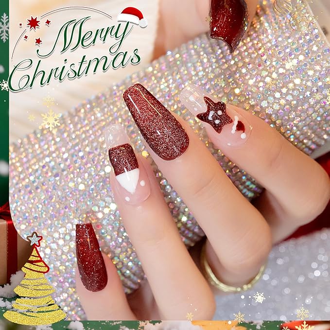 YTD Likomey Cat Eye Gel Nail Polish,Platinum Glitter 15ml Burgundy Red Magnetic Reflective Flash Sparkle Shiny Salon Home Fall Winter UV Color Varnish with Magnet Stick,HEMA Free TPO Free,MY510