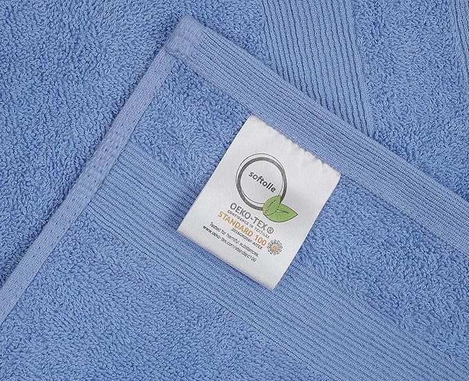 Premium Hand Towels Pack of 6 (16" x 30”) 100% Combed Ring Spun Cotton | Highly Absorbent Hand Towels Set | Ultra Soft for Home, Gym & Spa (Sky/Navy)