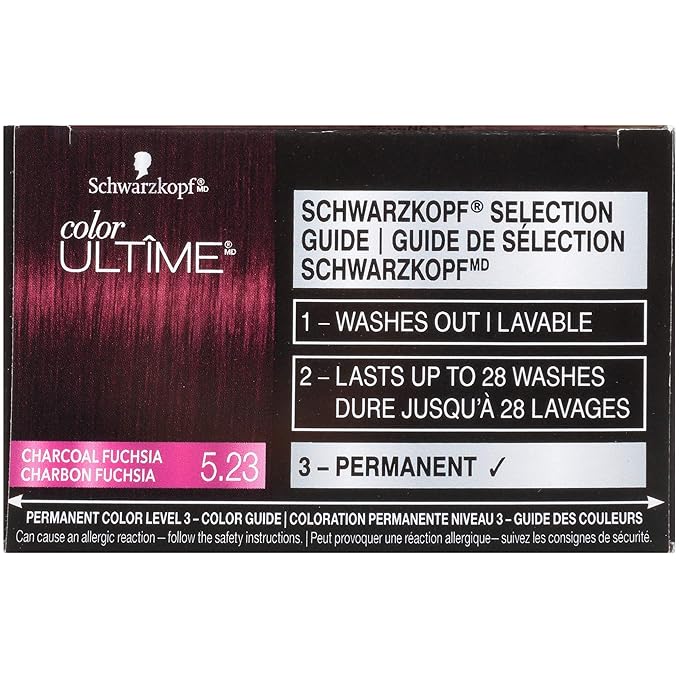 Schwarzkopf Color Ultime Hair Color, 5.23 Charcoal Fuchsia, 1 Application - Permanent Hair Dye for Vivid Color Intensity and Fade-Resistant Shine up to 10 Weeks (Pack of 2)
