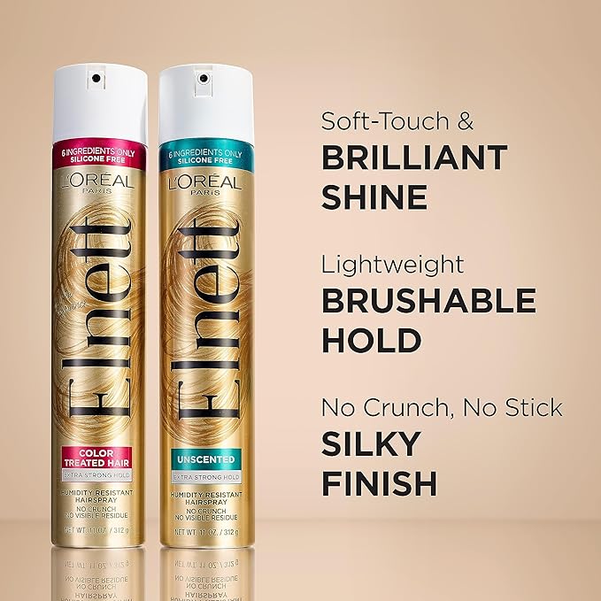 L'Oreal Paris Elnett Satin Hairspray Extra Strong Hold Unscented 11 oz; (Packaging May Vary)