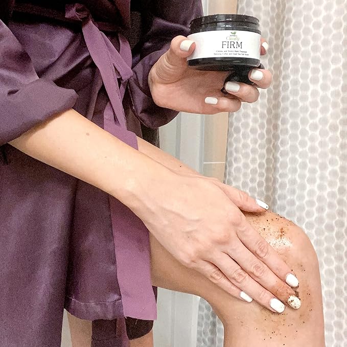 Clearly FIRM, Exfoliating Coffee and Dead Sea Salt Body Scrub | Cellulite and Stretch Mark Treatment | 100% Organic Arabica and Rich Oils Firm, Tone, Exfoliate, Moisturize | Made in USA