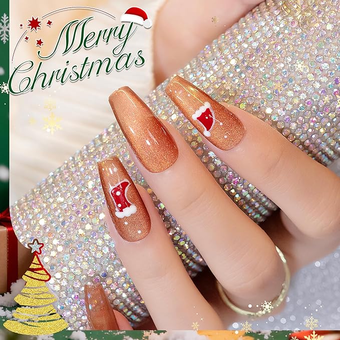 YTD Likomey High Shine Glass Cat Eye Gel Nail Polish,15ml Gold Brown Magnetic Holographic Glitter Translucent Jelly Salon Home Fall Winter UV Color Varnish with Magnet Stick,HEMA Free TPO Free,MY506