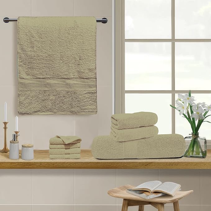 Softolle Luxury 8 Piece Towel Set, 2 Bath Towels 2 Hand Towels 4 Washcloths, Towels for Bathroom, Home, Spa & Gym - Highly Absorbent (Sage Green)