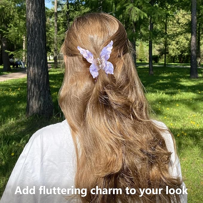 Shinowa Butterfly Hair Clips, 4 Packs Butterfly Hair Claw Clips for Thick Thin Hair, 2.75 Inch Beautiful Hair Clips for Styling, Hair Accessories for Girls and Women