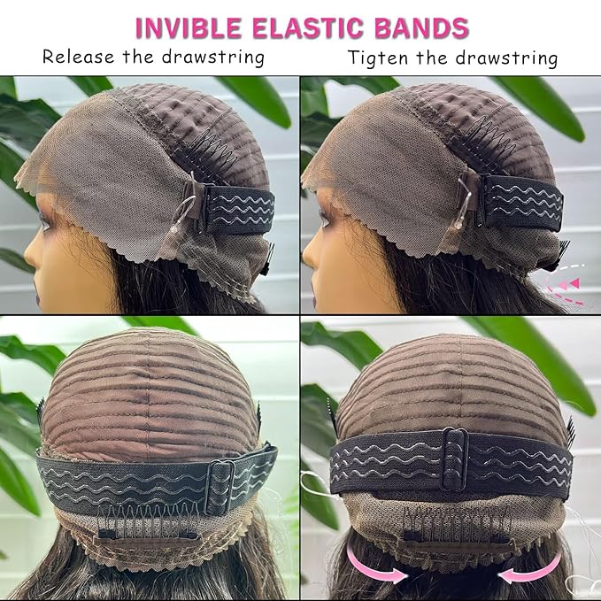 Aicrelery Hidden Strap 360 Lace Front Wigs Human Hair Body Wave HD Lace Front Wigs Pre Plucked with Baby Hair Drawstring 360 Frontal Glueless Wigs for Women 180 Density 360 Lace Wig 18 inch