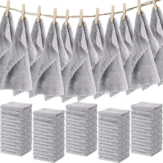 Newwiee 100 Pcs Washcloths Bulk Quick Drying Bathroom Wash Clothes 12 x 12 Inch Face Towels Microfiber Soft Hand Towel for Your Body Spa Fingertip(Grey)