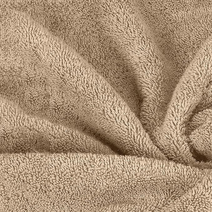Mocassi Luxury 100% Turkish Cotton 6-Piece Towel Set - Ultra Soft, Quick Dry Highly Absorbent Premium Spa Hotel Quality Bath Towels, Includes 2 Bath Towels, 2 Hand Towels and 2 Washcloths, Taupe
