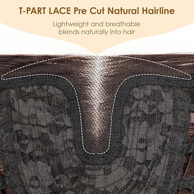 AISI HAIR Brunette Wig for Women Medium Length Wave Curly Glueless Synthetic Heat Resistant Hair Wigs for Daily Party Cosplay