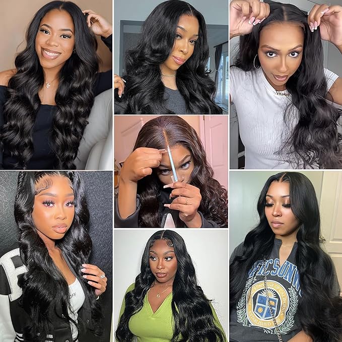 Ready To Go Glueless Human Hair Wigs - 7x5 Lace Closure, 12A Body Wave Lace Front, Unprocessed Brazilian Virgin Hair 32 Inch