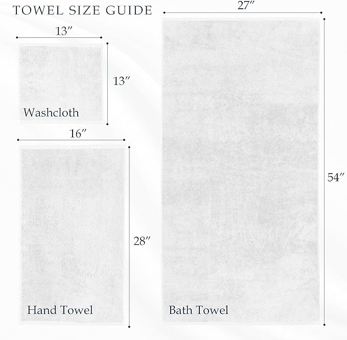Mocassi Luxury 100% Turkish Cotton 6-Piece Towel Set - Ultra Soft, Quick Dry Highly Absorbent Premium Spa Hotel Quality Bath Towels, Includes 2 Bath Towels, 2 Hand Towels and 2 Washcloths, White