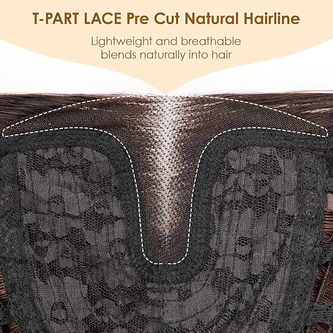 AISI HAIR Highlights Brown Wig for Women Medium Length Wave Curly Glueless Synthetic Heat Resistant Hair Wigs for Daily Party Cosplay