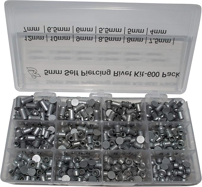 Innovative Tools & Supplies Self-Piercing Rivets 5mm Assorted Size Kit of 600 Pieces - 50 Each Size
