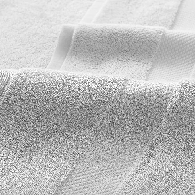 Aston & Arden Egyptian Bath Towel Set - Oversized Ultra Soft Thick & Absorbent, 100% Ringspun Egyptian Cotton Bathroom Towel for Spa, Hotel, 600 GSM, Light Grey