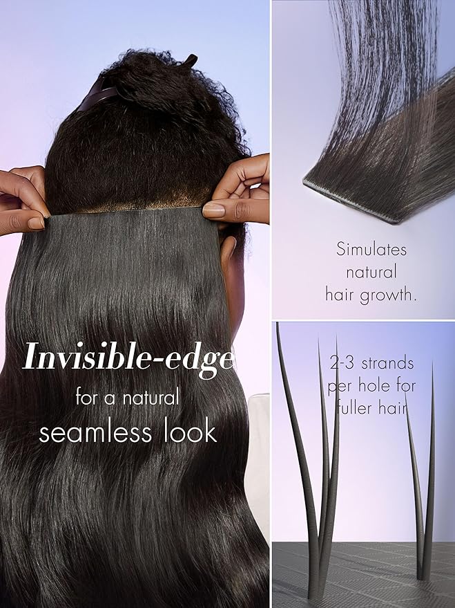 LUVME Invisible Clip in Hair Extensions,24 Inch 2 Pack 220g 12pcs Body Wave Invisible Clip ins Hair Extensions Human Hair Natural Black Hair for Women