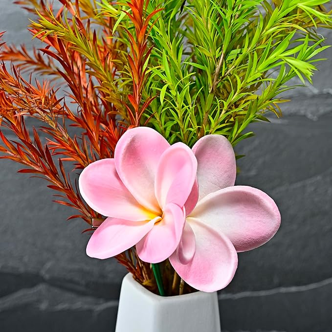 Pack of 2 Real Touch Flowers Hawaiian Flower Hair Clips Plumeria Hibiscus Hair Clips Handmade Hair Accessories for Beach Wedding Bridal Party Mother's Day Women Girls Holiday Gifts (c-817, 2pcs)