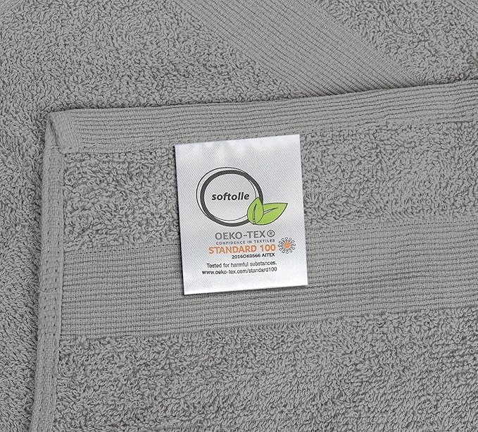 Premium Wash Cloths Pack of 12 (13" x 13") 100% Ring Spun Cotton | Luxury Washcloths | Ultra Soft Face Towels | Highly Absorbent Wash Cloths for face (Silver Grey)
