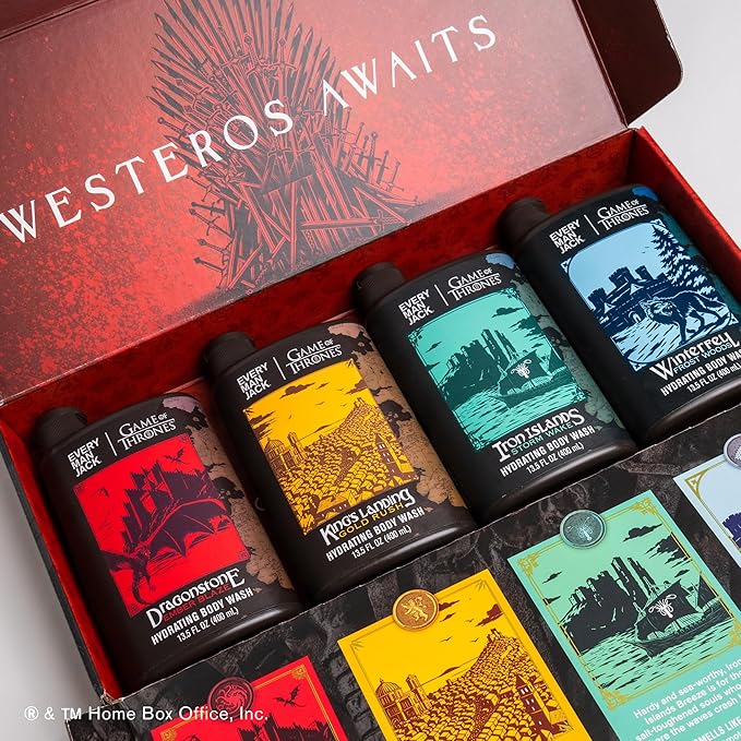 Every Man Jack Game of Thrones Collectors Body Wash Gift Set - Includes 4 Body Washes with Clean Ingredients & Westeros Inspired Scents