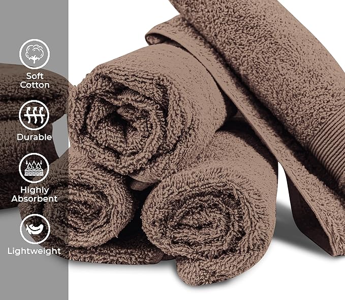 Softolle Premium 600 GSM Hand Towels –16" x 30”- 100% Combed Ring Spun Cotton Hand Towel - Pack of 6 Luxury Hand Towels - Highly Absorbent and Ultra Soft inches (Taupe)