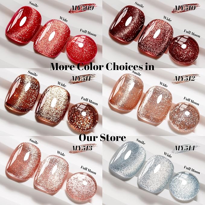 YTD Likomey Cat Eye Gel Nail Polish,Platinum Glitter 15ml Champagne Gold Magnetic Reflective Flash Sparkle Shiny Salon Home Fall Winter UV Color Varnish with Magnet Stick,HEMA Free TPO Free,MY512