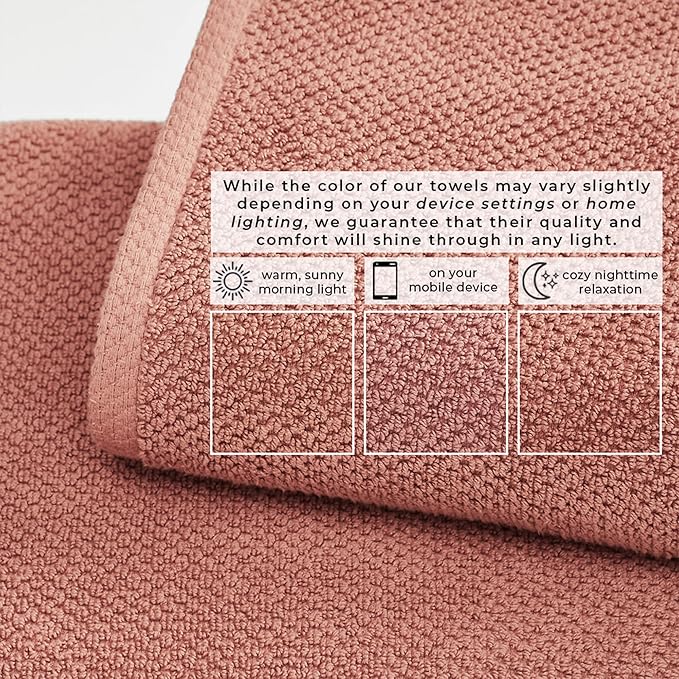Great Bay Home 100% Cotton 4 Pack 54x27 Bath Towel Set - Absorbent, Quick-Drying, Durable Towels for Bathroom Decor - Low-Twist, Two-Ply Fibers (Desert Rose)