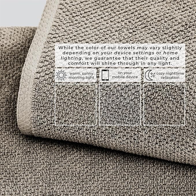 Great Bay Home 100% Cotton 12-Pack 13x13 Wash Cloth - Absorbent, Quick-Drying, Durable Face Towels for Bathroom Decor - Low-Twist, Two-Ply Fibers (Dark Grey)