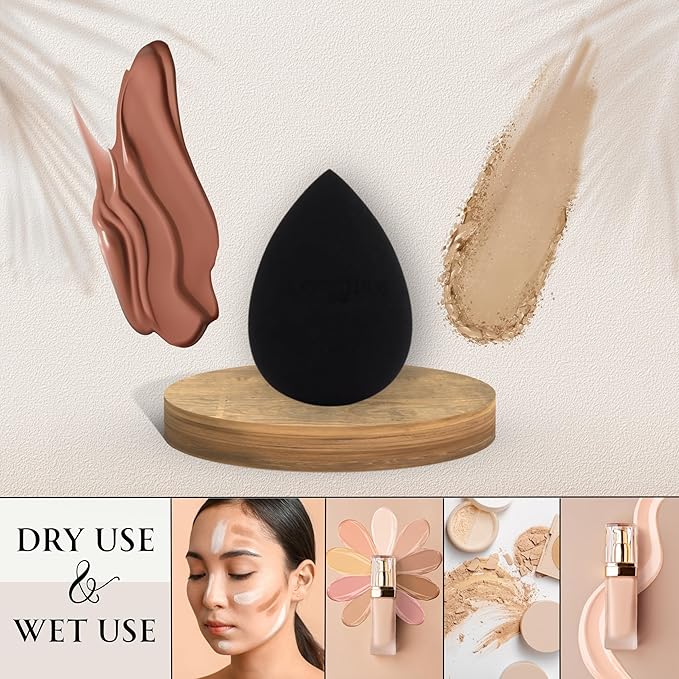 Beauty Blender Black Makeup Sponge– Premium Black Blender Foundation Applicator for Women & Teens, Versatile Face Sponge & Beauty Tool for Seamless Face Makeup and Professional Artists