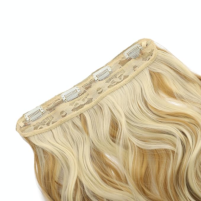 Invisible Wire Hair Extensions Transparent Wire Adjustable Size 4 Secure Clips Long Wavy Curly Secret Hairpiece 14 Inch for Women