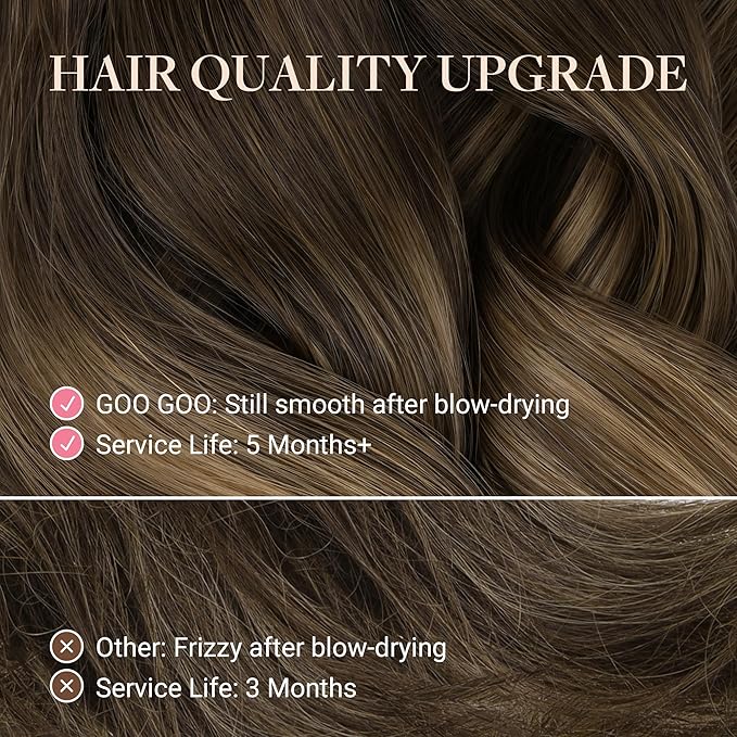 GOO GOO Micro Link Hair Extensions Real Human Hair, Upgraded 100g 100S, 24 Inch Cold Fusion Microlinks, Invisible Remy Hair, 1B/6/1B Balayage Natural Black to Chestnut Brown