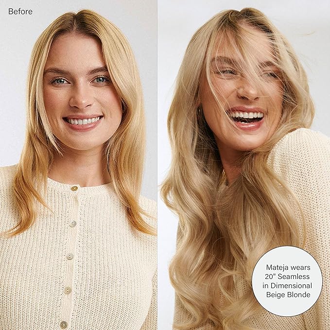 Luxy 100% Remy Human Hair - Seamless Clip-In Hair Extensions - Multi-Dimensional Color for Natural Blending, Adds Volume & Length 240 grams 24" Beige Blonde Balayage