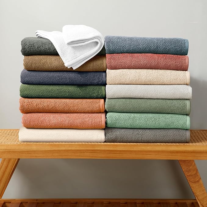 Great Bay Home 100% Cotton Oversized 2 Pack 68x35 Extra Large Towel Set - Absorbent, Quick-Drying, Durable Oversized Bath Sheets for Bathroom Décor (Mineral Blue)
