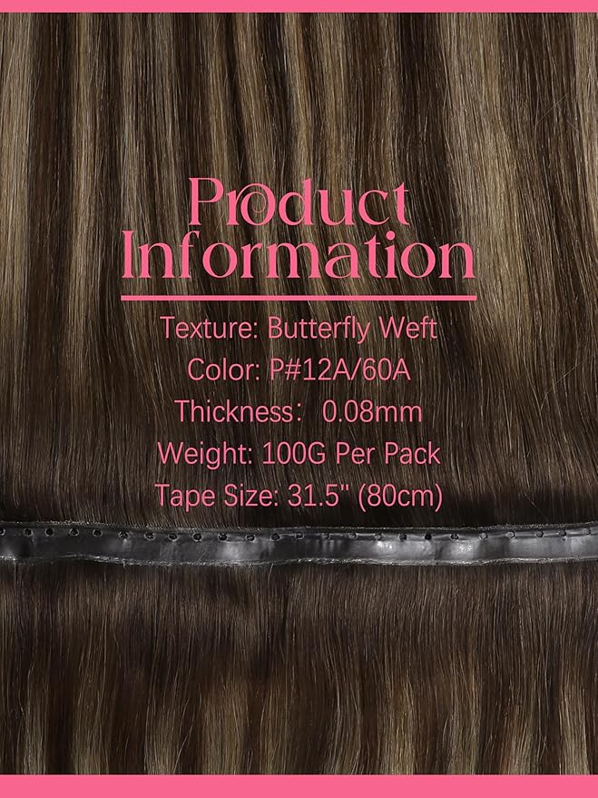 Lacer Double Butterfly Weft Invisible Pu OVO Human Hair Extensions 16in Seamless Micro Beads Hair Extensions Glueless Chestnut Brown Mixed Dark Brown With Dark Brown Roots 100G Tape Width 31.5"