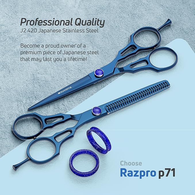 Suvorna Professional Hair Scissors with Thinning Shears | 2 Pcs Hair Shears | J2 Japanese Stainless Steel Hair Cutting Scissors | 5.5" Hair Shear Professional - tijeras de peluqueria profesional.