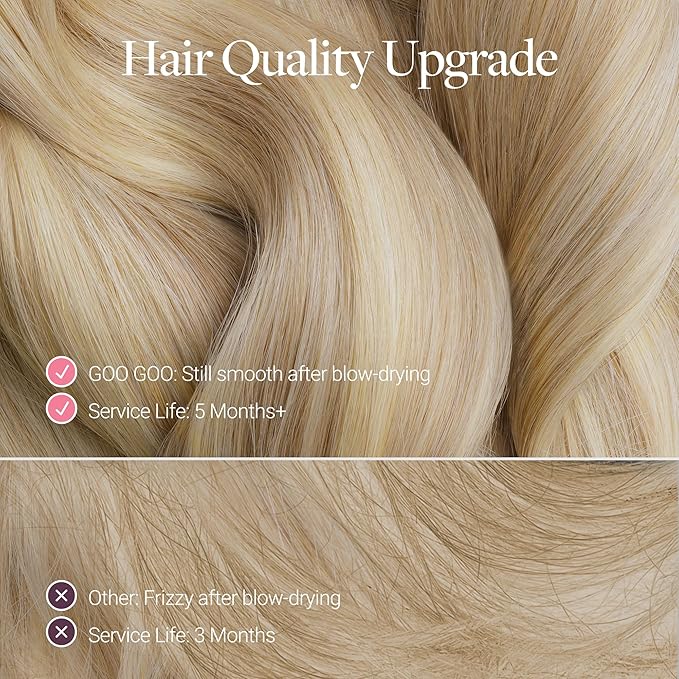 GOO GOO Mini Flat Tip Hair Extensions K Tip, Invisible Hot Fusion Human Hair Extensions, 18inch 50g 63S, 16/22 Light Blonde Highlighted Golden Blonde