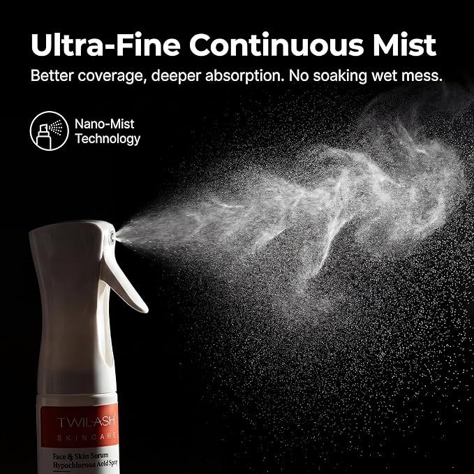 Hypochlorous Acid Spray 200ml | HOCl Face & Skin Cleanser | Facial Mist, Acne & Eczema Relief, Tattoo & Piercing Aftercare | Eyelid & Lash Cleanser (6.4 Fl Oz (Pack of 1))