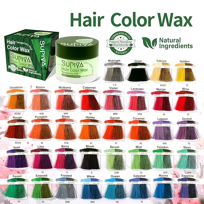 Temporary Hair Color Wax for Kid Men Women - SUPIYA Washable Hair Wax Color, All-Day Hold Disposable Hair Dye for Christmas, Cosplay & Daily (Forest Color #20)
