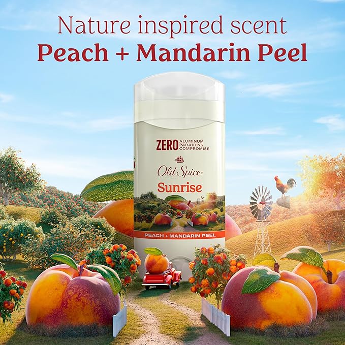 Old Spice Aluminum Free Deodorant for Men, 24/7 Lasting Freshness & Long Lasting Scent, 24/7 Sweat & Odor Protection, Sunrise with Peach + Mandarin Peel Scent, 3.0 oz