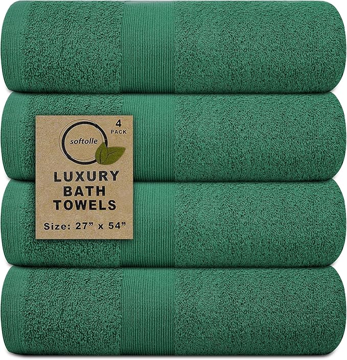 Softolle Luxury Bath Towels Set of 4 (27” x 54”) | Towels for Bathroom | Super Soft | Highly Absorbent Towels for Home, Spa, Gym (Dusty-Green)