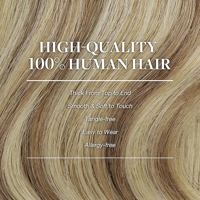 GOO GOO Clip in Hair Extensions Real Human Hair, Remy Human Hair Extensions Clip ins for Women, Natural Human Hair, 26 Inch 180g 7Pcs, 8A/22 Medium Brown Highlighted Golden Blonde