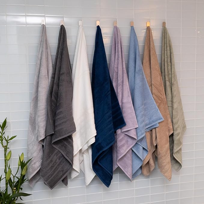 Mosobam Luxury Turkish Towels Set of 4 Bath Sheets 35X70 Charcoal Gray (Dark Grey) 700 GSM Bamboo Viscose & Aegean Turkish Combed Cotton
