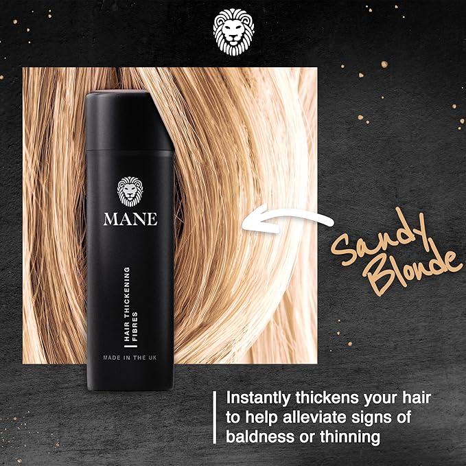 Mane Hair Building Fibers for Women & Men, for Fine & Thinning Hair, Thicker Fuller Looking Hairstyle, Conceal Bald Spots - Sandy Blond